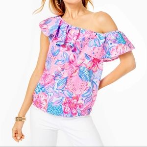 One shoulder Zeldie top in Snappy Turtle. Brand new with tags